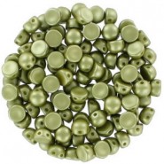 Cuentas de vidrio Czech Cabuchones 2 agujeros 6mm - Alabaster Pastel Lime